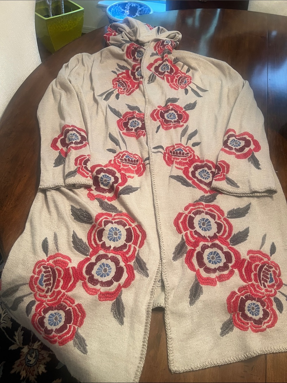 Johnny Was hooded crewel embroidered  duster from the Biya collection L